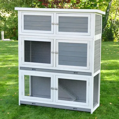 Produktbild von Hasenstall Schnuffi  grau weiss 114 x 42 x 101 cm