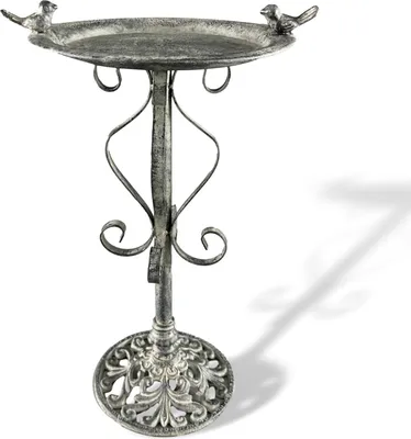 Produktbild von Vogeltränke Vogelbad Vogelbecken Tränke Vogel Garten Metall grau Antik-Stil 44cm