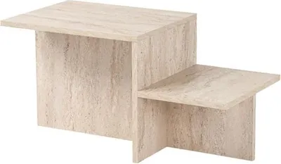 Obrázok produktu pre Obdĺžnikový konferenčný stolík, efekt travertínu, 80 x 40 x 40 cm, melaminová doska