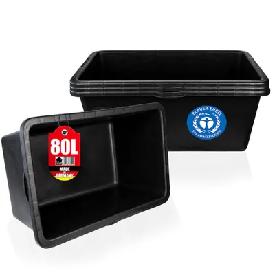 Produktbild von BigDean 3x Mörtelkasten 80 Liter Eckig Miniteich Baueimer - 80 x 48 x 28 cm - Speiswanne Zementwanne Mörtelwanne - Germany - Blauer Engel