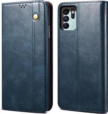 Produktbild von OPPO Reno6 Z Hülle, Leder Flip Brieftasche Schutzhülle für OPPO Reno6 Z Blau