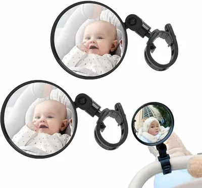 Imagen del producto de Espejo retrovisor para bebés, giratorio 360°, de 15 cm, ajustable, fabricado en nylon de alta definición, para mayor seguridad en el coche