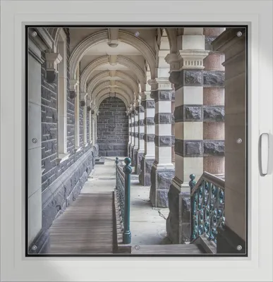 Produktbild von Wallario Lichtschutzbild, Dekorativer Sichtschutz Sonnenschutz 96 x 100 cm mit Motiv: Säulengang in einem Bahnhof in Neuseeland - Verdunklung ohne Bohren
