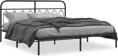 Produktbild von vidaXL Bettgestell mit Kopfteil Metall Schwarz 183x213 cm