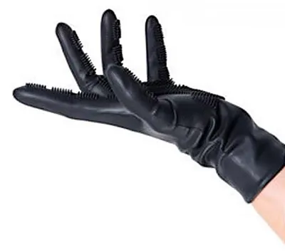 Productafbeelding van Sibel - Comb In Siliconen Handschoenen - Zwart - 1 Paar