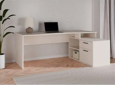 Image de Bureau d'angle - TEZAUR - Beige - 200 x 121,8 x 75,7 cm