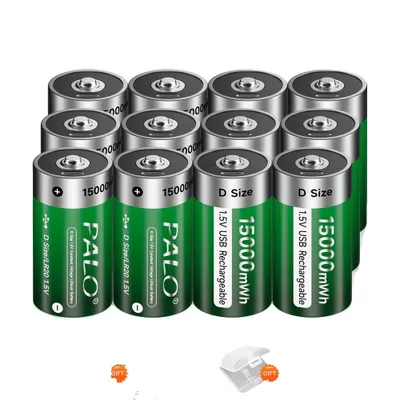 Zdjęcie produktu dla <Akumulatory PALO D, pojemność 15000mWh, ładowanie przez USB, 12 akumulatorów
