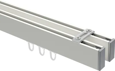 Produktbild von Interdeco Innenlaufstange / Gardinenstange mit Innenlauf Weiß / Chrom, Typ Smartline Paxo (Kappe) Deckenmontage, 14x35 mm 2-läufig, 240 cm