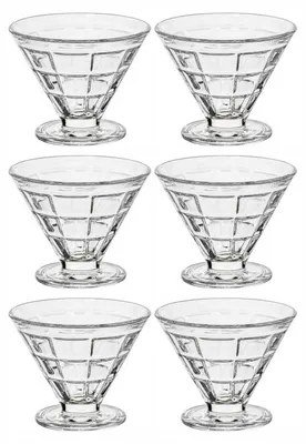 Eisbecher aus Glas, 6 Stück, 165 ml, bleifrei, Dessertschalen mit Fuß