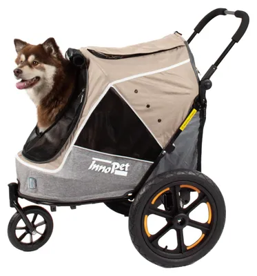 Image de InnoPet® Sporty Trailer Evolution Pet Stroller Poussette pour chien avec pneus gonflables Remorque pour vélo Nylon Latte Macchiato jusqu'à 30kg
