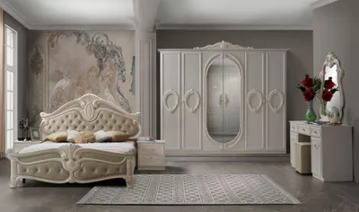 Produktbild von Barock Schlafzimmer Noana in Beige 7-Teilig 180 x 200 cm - 6-Türig