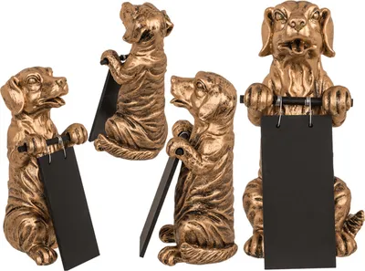 Produktbild von Goldene Deko-Figur, Hund mit Tafel