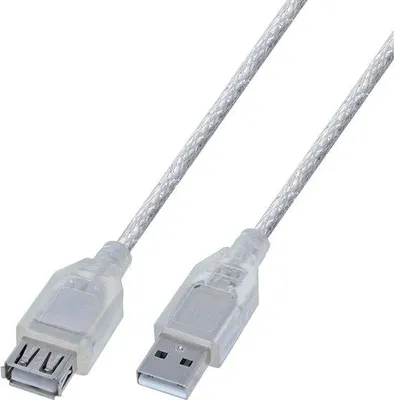 Obrázok produktu pre Predlžovací kábel USB 2.0 – 2 metre – priehľadný – konektor A na samicu A
