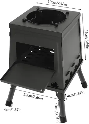 Produktbild von Tragbarer Holzofen - Mini-Campingofen - Zeltkocher - Zeltheizung - Holzbeheizt - Schwarz