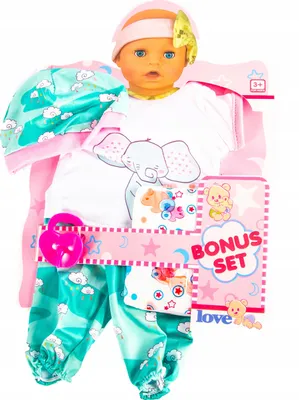 Produktbild von Puppenkleidung Bunter Strampler mit Mütze für 40-45 cm Puppen - Outfit Set Zubehör