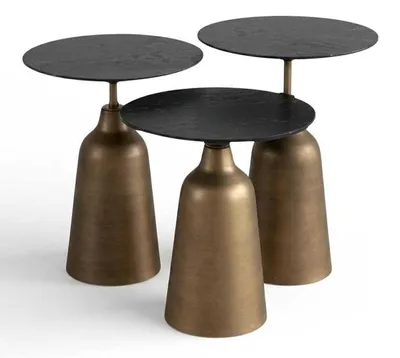 Produktbild von Couchtisch Set Schwarz Marmor Gold Beistelltisch Modern Design Neu