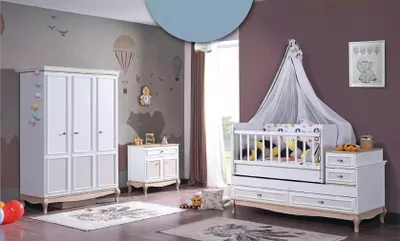 Immagine prodotto di Baby Bett Kinderzimmer Komplettes Schlafzimmer Schrank Kommode Holz 3tlg.