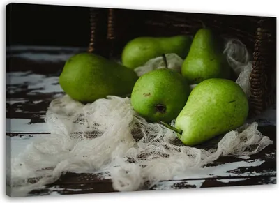 Produktbild von Leinwandbild grüne birnen 90x60 cm Feeby grün wandbild bereit zum aufhängen