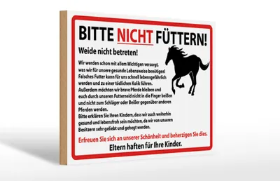 Produktbild von Holzschild Hinweis füttern verboten Pferde, 30 x 20 cm, Holzschilder Bauernhof Landwirt Tiere
