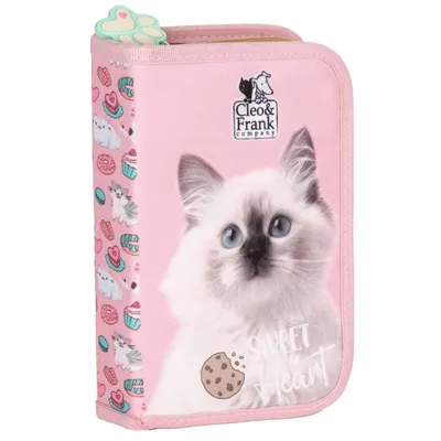 Produktbild von Katzen Federtasche gefüllt Federmäppchen Federmappe Stifte Mäppchen Katze