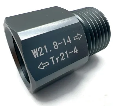 Imagen del producto de Adaptador para bombona de CO2 Exoda, modelo TR21-4 W21.8, con juntas – color gris