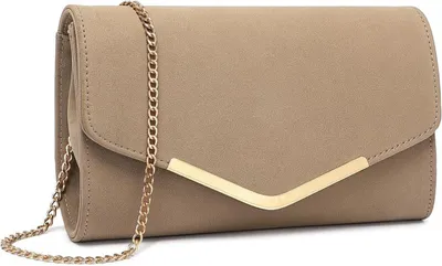 Image de Miss Lulu Pochette Femme Sac de soirée Sac à main élégant taupe avec pochette chaîne