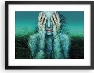 Produktbild von Gerahmtes Poster - Schwarzer Rahmen - Frau Natur Grafik - 40x30 cm - Wand Bild - Wanddeko - Wandbilder - Kunstposter - Wandposter - Bilderrahmen - Bilder - Kunstdruck - Wandbild - P2BAA40x30-4254