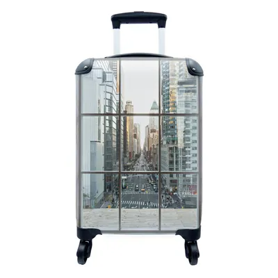 Produktbild von MuchoWow® Koffer Handgepäck Trolley Rollkoffer Kleine Reisekoffer mit 4 Rollen - New York vom Fenster aus - Cabin Size < 55x40x23 cm & 55x40x20 cm - Fotokoffer - Kabinenkoffer - Boardgepäck - Reise-Box - Reisekoffer - Reisegepäck - Koffer mit Bild - Trolley für Kinder