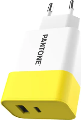 Produktbild von Pantone PT-PDAC02Y Mobiles Ladegerät Weiß, Gelb Innenbereich