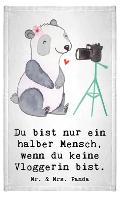 Produktbild von Mr. & Mrs. Panda Handtuch Vloggerin Herz - Weiß - Geschenk, Klein, Gästetuch, Kleines, Gäste-WC, Gästehandtuch 30x50