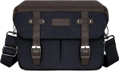 Image de Sac photo - Sac à bandoulière pour appareils photo reflex numériques/SLR/hybrides - CuirPolyuréthanevintage - Compartiment imperméable - Compatible avec Canon/Nikon/Sony - Noir