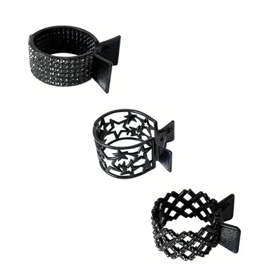 Produktbild von 3 Stück rutschfeste Metall-Haarspangen mit Strass – Moderne Haarklammern für dicke und dünne Haare, ideal für hohen Pferdeschwanz
