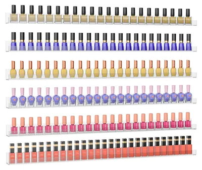 Produktbild von Transparenter Nagellack-Organizer zur Wandmontage, 81 cm Acryl-Nagellackregal für 192 Fläschchen, 6-teilig