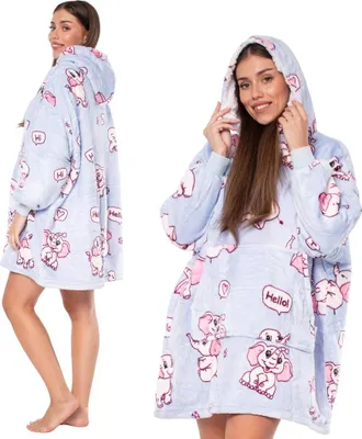 Obrázek produktu pro Mikina deka Kocobluza 2v1 Oversize XXL s kapucí Thick Sherpa Purple