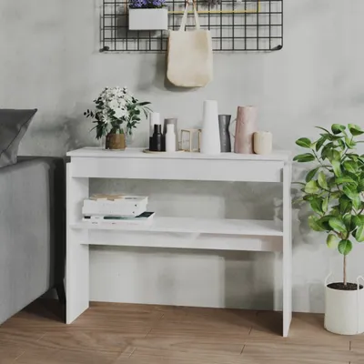 Obrázek produktu pro The Living Store Konzolový stolek vysoký lesk bílý 102x30x80 cm materiál na bázi dřeva