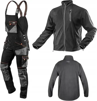 Produktbild von NEO TOOLS Arbeitskleidungs-Set HD Slim (Größe S-3XL) – Latzhose mit Gürtel und Polar-Fleecejacke