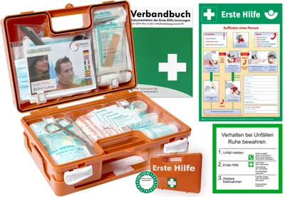 Produktbild von Erste-Hilfe-Koffer mit aktueller DIN/EN 13157 für Betriebe + Aushang + PVC-Schild 1.Hilfe + Verbandbuch