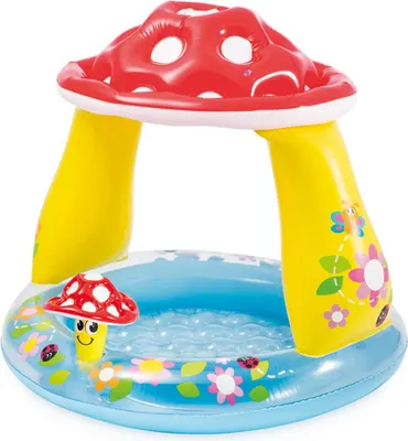 Produktbild von Mushroom Baby Pool mit Sonnenschutz & weichem Boden, 102×89 cm