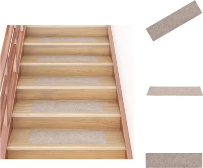 Obrázek produktu pro vidaXL Samolepicí rohože na schody 15 ks. Obdélníkové 76x20 cm krémové - rohože na schody
