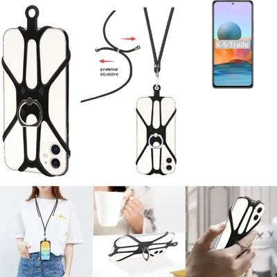 Produktbild von K-S-Trade 3in1 Handykette Handyband Handykordel Halsband Smartphone-Ring Handy-Ring kompatibel mit Xiaomi Redmi Note 10 Pro Global Fingerhalterung