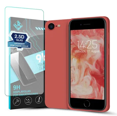Produktbild von Hülle für Apple iPhone 7 / 8 / SE 2020 mit 9H Displayglas Displayschutz Case Cover Bumper Smartphone Softgrip Schutzhülle Farbe: Rot