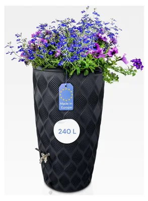 Produktbild von Regentonne 240 Liter - Frostsicherer Kunststoff-Regenwasserbehälter mit Wasserhahn