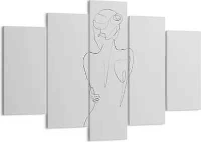 Produktbild von Bild auf Leinwand - Leinwandbild - 5 Teile - Körper Frau Zeichnung - 150x100cm - Wand Bild - Wanddeko - Wandbilder - Leinwanddruck - Bilder - Wanddekoration - Leinwand bilder - EA150x100-4651