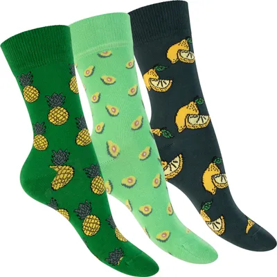 Produktbild von Footstar Bunte Fantasiesocken für Frauen & Männer (3 Paare) Lustige Baumwollsocken - Zitrone