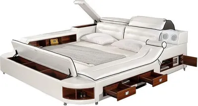 Productafbeelding van Multifunctioneel bed, twee eenpersoonsbedden, hotelkwaliteit, extra groot, beklede bedden, USB-geluidsysteem