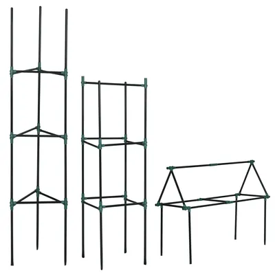 Productafbeelding van Outsunny plantenrek, set van 3, plantenhouder voor klimplanten, staal, groen