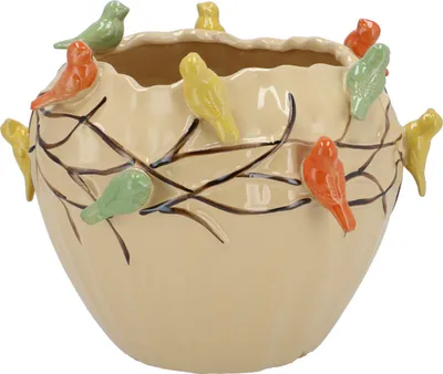 Produktbild von Blumentopf/Pflanztopf Fruhlingsvogel - sandfarben - Keramik - D26 x H20 cm