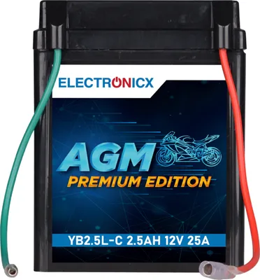 Obrázek produktu pro Electronicx AGM baterie 12V 2,5Ah YB2.5L-C ▶ motocykl skútr ATV čtyřkolka - bezúdržbová výkonná odolná