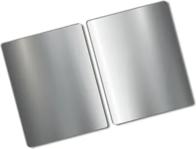 Produktbild von Tulup Glas Herdabdeckplatte - 2x40x52 cm - Glaskeramikkochfeld-Abdeckung Spritzschutz Glasabdeckplatte Kochplattenabdeckung und Schneidebrett - Zweiteilig - Kunst: modern & klassisch - Metall Hintergrund - Silber