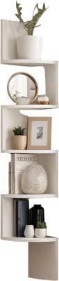 Immagine prodotto di Scaffale angolare a 5 ripiani - Scaffale a parete - Scaffale sospeso - 20 x 127,5 x 20 cm